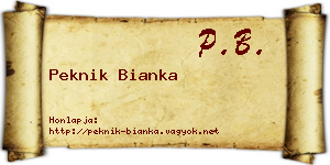 Peknik Bianka névjegykártya